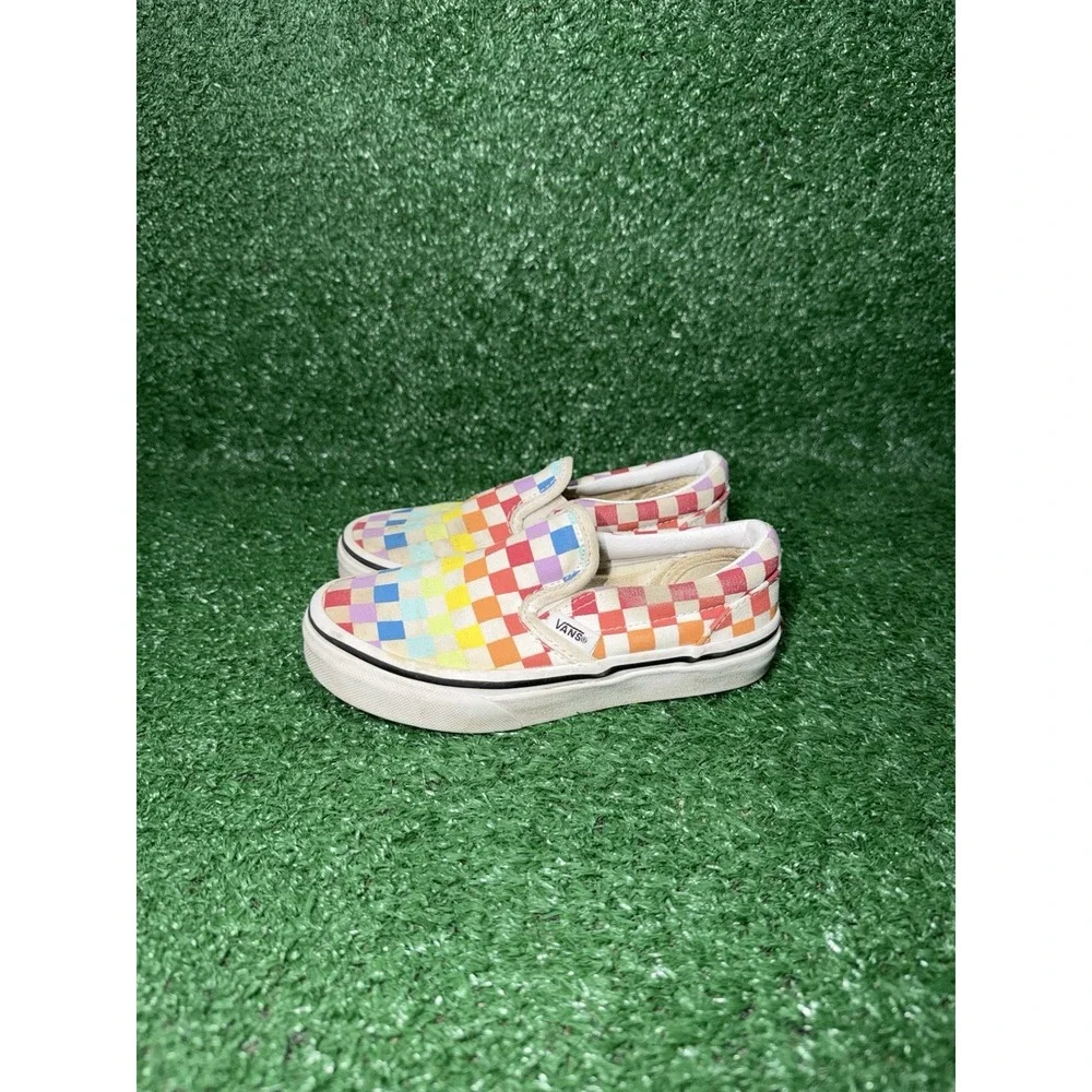 Vans Classic Slip On Checkerboard Multicolor Walking Shoe Toddler Kids‎ Size 12C
